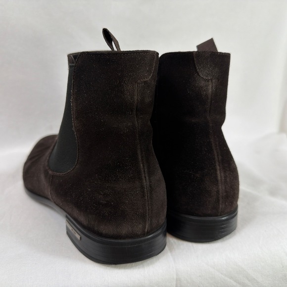 Vintage Leather Chelsea Boots Suede Prada Brown Mens Size 8 US - Picture 6 of 11